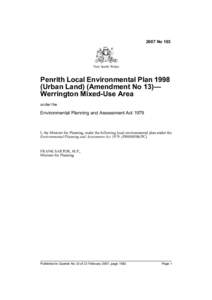 2007 No 103  New South Wales Penrith Local Environmental Plan[removed]Urban Land) (Amendment No 13)—