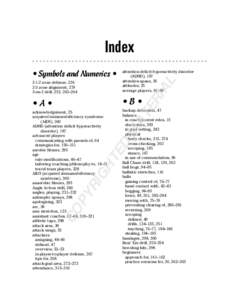 Index[removed]zone defense, [removed]zone alignment, 279 3-on-2 drill, 252, 263–264  attention deficit hyperactivity disorder