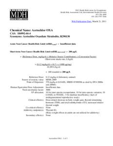 Summary Sheet: Acetochlor OXA
