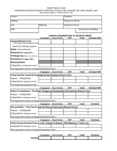 REMITTANCE FORM CHRISTIAN CHURCH IN NORTH CAROLINA, PO BOX 1568, WILSON, NC[removed]4047 Make checks payable to: Christian Church in NC Church