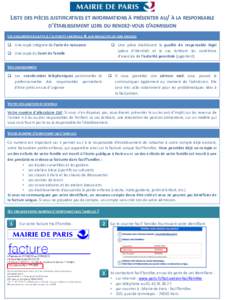 LISTE DES PIÈCES JUSTIFICATIVES ET INFORMATIONS À PRÉSENTER AU/ À LA RESPONSABLE D’ÉTABLISSEMENT LORS DU RENDEZ-VOUS D’ADMISSION LES DOCUMENTS RELATIFS À L’AUTORITÉ PARENTALE & AUX MODALITÉS DE SON EXERCICE