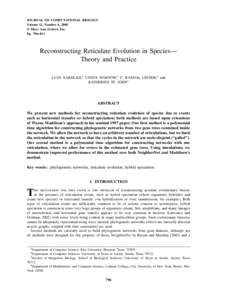 JOURNAL OF COMPUTATIONAL BIOLOGY Volume 12, Number 6, 2005 © Mary Ann Liebert, Inc. Pp. 796–811  Reconstructing Reticulate Evolution in Species—