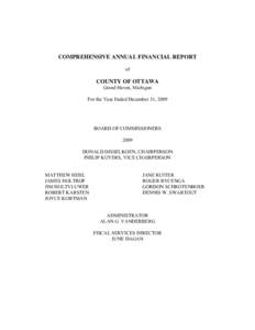 COMPREHENSIVE ANNUAL FINANCIAL REPORT of COUNTY OF OTTAWA Grand Haven, Michigan For the Year Ended December 31, 2009