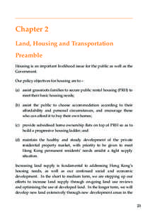 Policy Agenda - Chapter 2 Land, Housing and Transportation Preamble