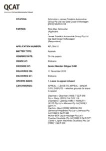 CITATION:  Schmutter v James Frizelle’s Automotive Group Pty Ltd t/as Gold Coast Volkswagen[removed]QCATA 316
