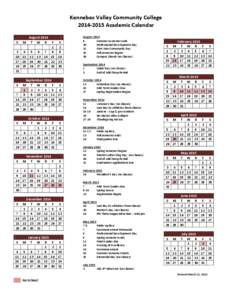 Kennebec Valley Community College[removed]Academic Calendar S M