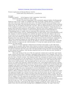 Southern Campaign American Revolution Pension Statements Pension Application of Thomas Murray: S31874 Transcribed and annotated by C. Leon Harris Georgia} Columbia County} In the Superior Court September Term 1832.