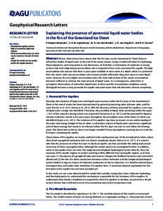 Geophysical Research Letters RESEARCH LETTER2013GL058389 Key Points: • Perennial ﬁrn aquifers form in high-accumulation, high-melt