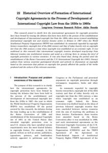 22  Historical Overview of Formation of International Copyright Agreements in the Process of Development of International Copyright Law from the 1830s to 1960s