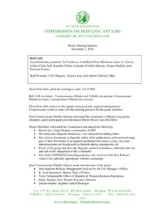 STATE OF WASHINGTON  COMMISSION ON HISPANIC AFFAIRS COMISIÓN DE ASUNTOS HISPANOS Burien Meeting Minutes December 3, 2010