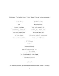 Dynamic Optimization of Lean Burn Engine Aftertreatment Jun-Mo Kang Ilya Kolmanovsky  Ph.D.