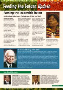 Feeding the Future Update  December 2010 Passing the leadership baton Ruth Oniang’o becomes Chairperson of SAA and SAFE