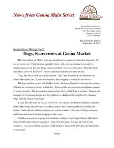 News from Genoa Main Street Genoa Main Street, Inc. Mim Evans, Executive Director 327 West Main Street Genoa, IL[removed]6961
