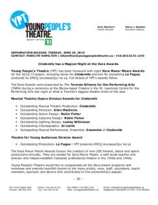 Theatre in Canada / Arts / Canada / Bluma Appel / Dora Mavor Moore / Mavor Moore / Theatre / Dora Mavor Moore Award / Stagecraft