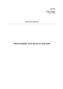 MC[removed]Programme and Budget for 2006