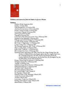 1  Publicity and reviews for John the Painter, by Jessica Warner Publicity Publishers Weekly, September 2004 Booklist, 1 October 2004