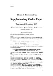 Supplementary Order Paper 167: Taxation (Annual Rates, Business Taxation, KiwiSaver, and Remedial Matters) Bill