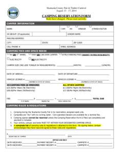 Skamania County Fair Camping Reservation Form
