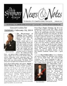 FEBRUARY[removed]Concert notes for TUESDAY, February 18, 2014 The Mastersinge r of Nürnberg, Richard Wagner’s