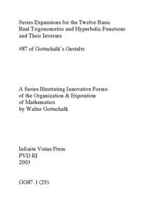 Series Expansions for the Twelve Basic Real Trigonometric and Hyperbolic Functions and Their Inverses #87 of Gottschalk’s Gestalts  A Series Illustrating Innovative Forms