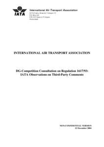 IATA Third-Party Comment Submission -- Annex I - Summary of Interline Consultation Comments