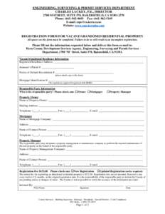 ENGINEERING, SURVEYING & PERMIT SERVICES DEPARTMENT CHARLES LACKEY, P.E., DIRECTOR 2700 M STREET, SUITE 570, BAKERSFIELD, CA[removed]Phone: ([removed]Fax: ([removed]E-mail: [removed] Website: www.es