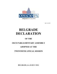 Belgrade declaration of the OSZE Parliamentary Assembly
