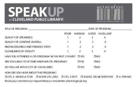SPEAKUP  octavo f es t at cleveland public library!