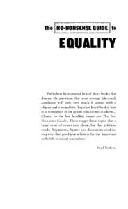 The No-Nonsense Guide to  equality ‘Publishers have created lists of short books that discuss the questions that your average [electoral]