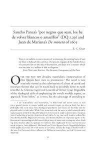 Sancho Panza’s “por negros que sean, los he de volver blancos o amarillos” (DQ[removed]and Juan de Mariana’s De moneta of 1605