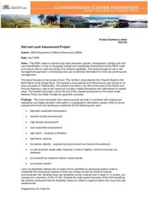 Project Summary sheet CCA 05 Soil and Land Assessment Project. Author: NSW Department of Natural Resources (DNR) Date: April 2006