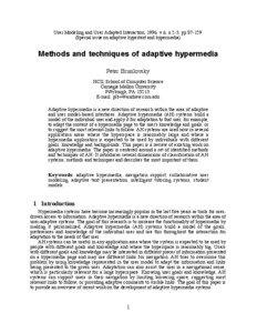 User Modeling and User Adapted Interaction, 1996, v 6, n 2-3, pp[removed]Special issue on adaptive hypertext and hypermedia)