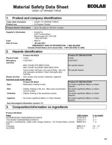 Material Safety Data Sheet OASIS 137 ORANGE FORCE 1.  Product and company identification