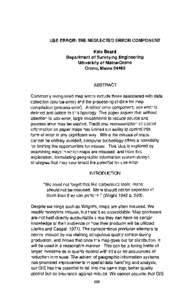 USE ERROR: THE NEGLECTED ERROR COMPONENT  Kate Beard Department of Surveying Engineering University of Maine-Orono Orono, Maine 04469