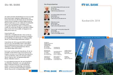 Die WL BANK  Ihre Ansprechpartner Immobilienkreditgeschäft Banken-Vertrieb Thomas Plum 	 Tel
