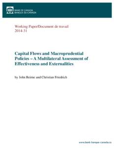 Capital flows and macroprudential policies - a multilateral assessment of effectiveness and externalities