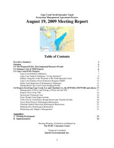 Cape Coral North Spreader Canal Ecosystem Management Agreement Process August 19, 2009 Meeting Report  Table of Contents