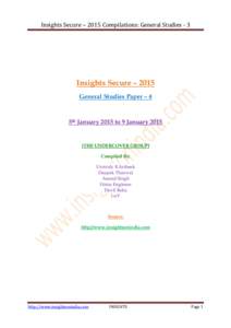 Insights Secure – 2015 Compilations: General Studies - 3  Insights Secure – 2015 General Studies Paper – 4  5th January 2015 to 9 January 2015