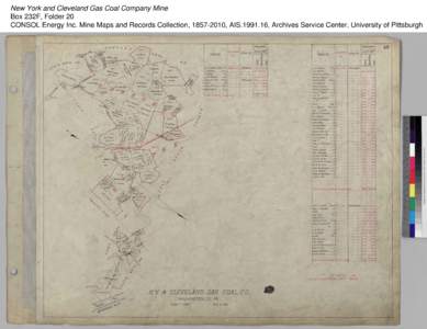 New York and Cleveland Gas Coal Company Mine Box 232F, Folder 20 CONSOL Energy Inc. Mine Maps and Records Collection, [removed], AIS[removed], Archives Service Center, University of Pittsburgh New York and Cleveland Gas 