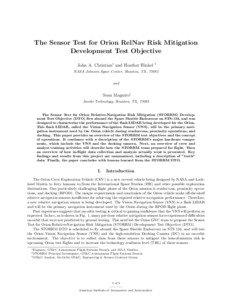 The Sensor Test for Orion RelNav Risk Mitigation Development Test Objective John A. Christian∗ and Heather Hinkel
