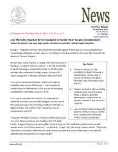 Cardiac surgery / Vascular surgery / Digestive system surgery / Obesity / Perioperative mortality / Risk adjusted mortality rate / Medicine / Surgical specialties / Surgery