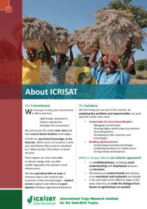 About ICRISAT Our Commitment W  e innovate to help poor communities