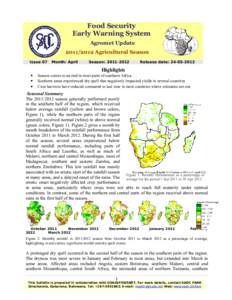 Food Security Early Warning System Agromet Update[removed]Agricultural Season Issue 07