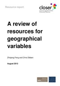Resource report  A review of resources for geographical variables