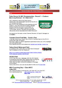 Club Information Update Bulletin Release Number 120 – Friday 9 March 2012 News
