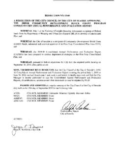 RESOLUTION NOA RESOLUTION OF THE CITY COUNCIL OF THE CITY OF SEASIDE APPROVING THECOMMUNITY DEVELOPMENT BLOCK GRANT PROGRAM CONSOLIDATED ANNUAL PERFORMANCE AND EVALUATION REPORT