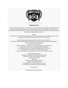 Ambassador of Rock Job Description