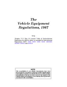 Vehicle Equipment Regulations, 1987