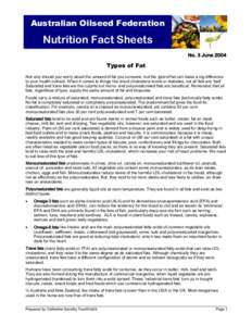 Australian Oilseed Federation  Nutrition Fact Sheets No. 3 JuneTypes of Fat