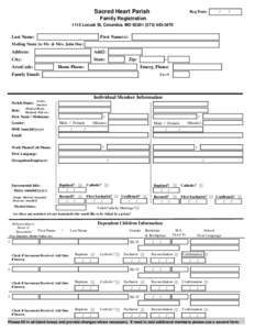 Sacred Heart Parish  Reg Date: /